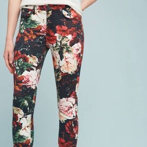 7 For All Mankind floral rose print skinny pants